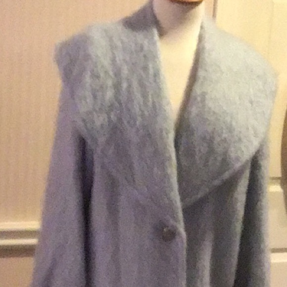 Loose look Blue mohair wool coat - Picture 1 of 7
